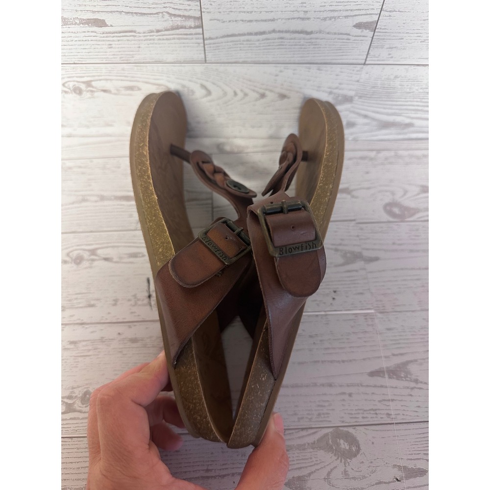 Blowfish Malibu Brown Beach Bohemian Braided T-Strap Thong Sandals Flat Size 6 - Picture 6 of 8